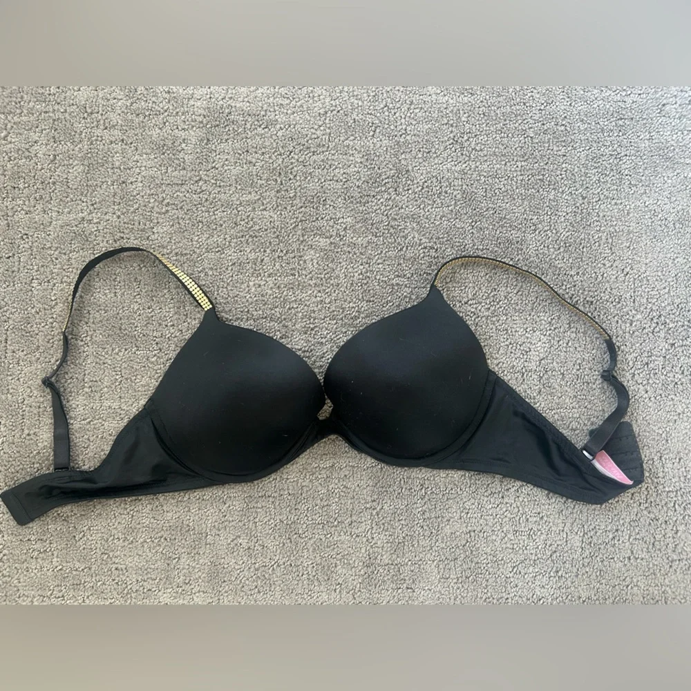 Victoria’s Secret Very Sexy Push-Up Bra Black with Gold Straps 34D